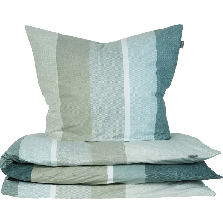 Renforcé Bettwäsche Set Endy Stripes in kuschelweicher Baumwoll-Qualität, Farbe:Petrol und Grün, Größe:135x200 cm + 80x80 cm