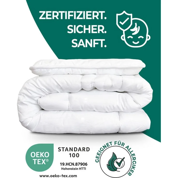 KNERST Kinderbettdecke + Microfaserkissen Kinder Bettdecken für kuschelig, weiche Träume, Füllung: 100% Polyester, Hautfreundlich, für Allergiker geeignet, waschbar bis 60 grad – Bild 3