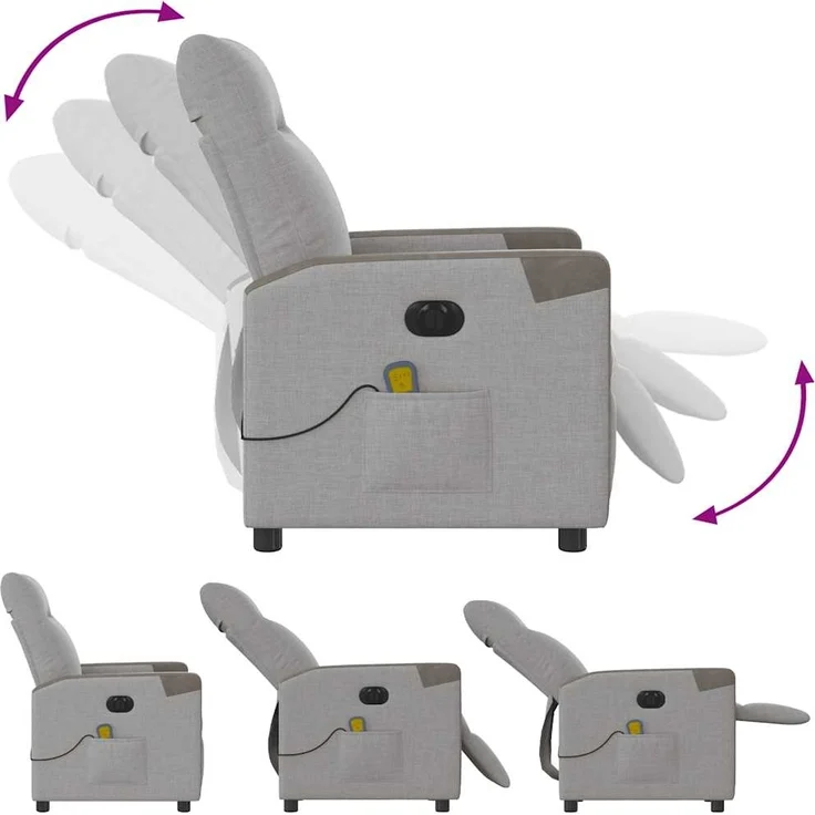 vidaXL Massagesessel Elektrisch Wolkengrau Stoff 3324084 – Bild 7