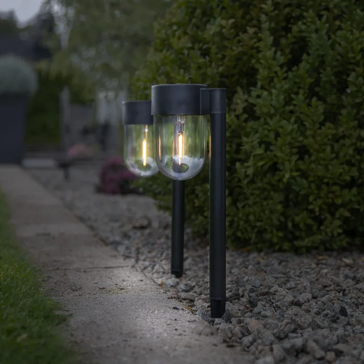 LED-Solar-Wegeleuchte "Cupola", 2er Set, schwarz