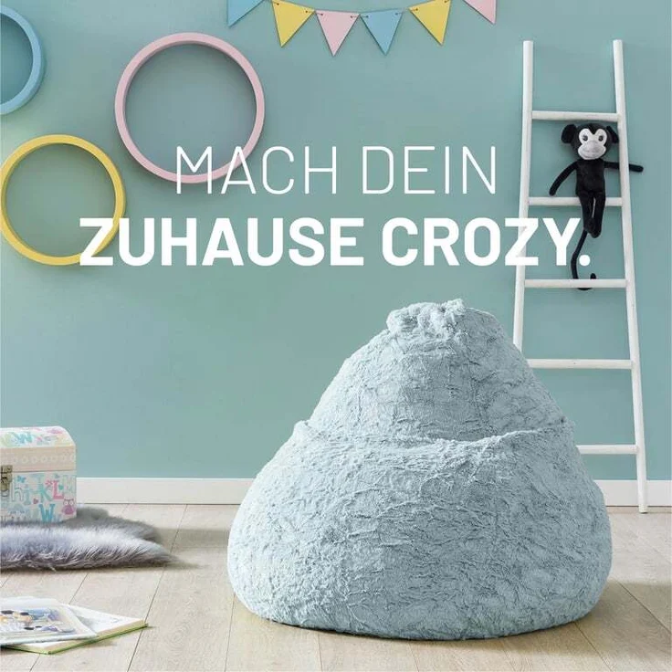Lumaland 'Luxury Fluffy' Sitzsack, Webplüsch, Pastell Blau, 60 x 45 cm, 120 l – Bild 3