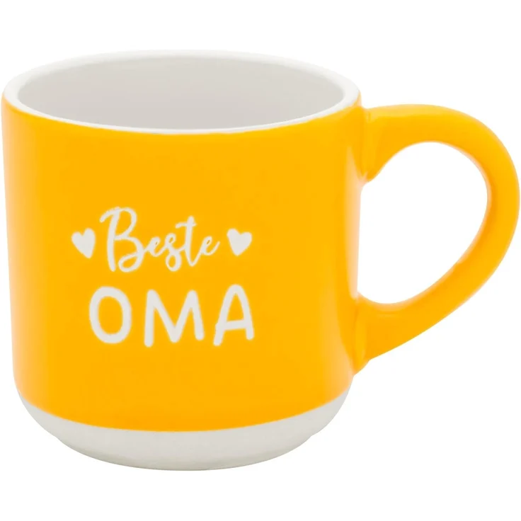 GRUSS & CO Espressotasse mit Gravur "Oma" | Mini-Tasse aus Steinzeug, 10 cl, Tässchen mit Geschenk-Banderole | Geschenk Freunde, Geburtstag | 74644
