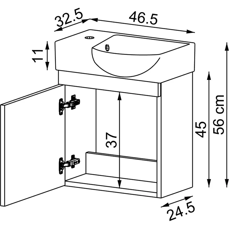 Roomart PUNTO Badmöbel Set– 2-teiliges Badezimmermöbel Set - Waschbecken mit Unterschrank - H 45 x B 24.5 x T 46.5 cm • Eiche – Bild 6