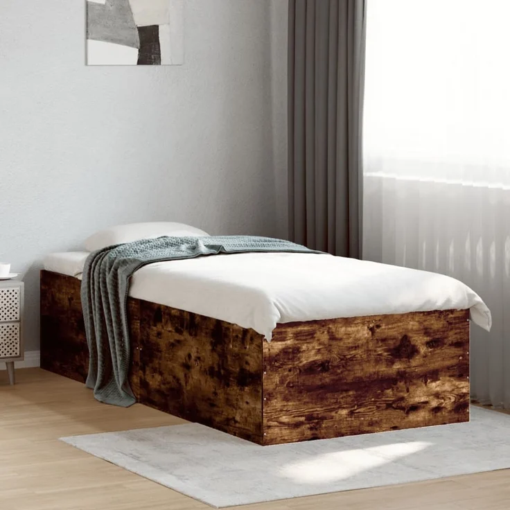 vidaXL Bettgestell Räuchereiche 90x190 cm Holzwerkstoff 3280976 – Bild 1