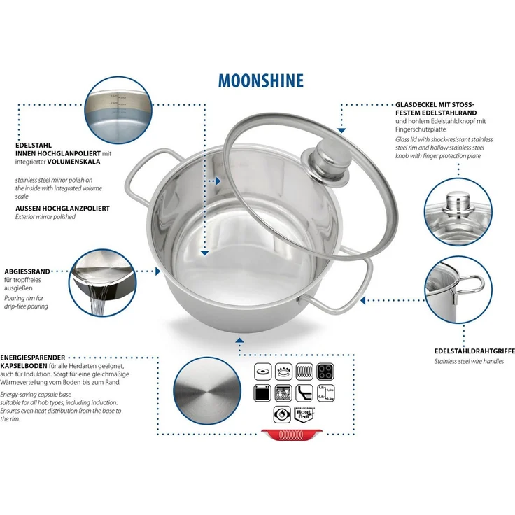 Elo Basic Topf-Set Moonshine, Edelstahl (Set, 10-tlg), mit Volumenskala – Bild 3