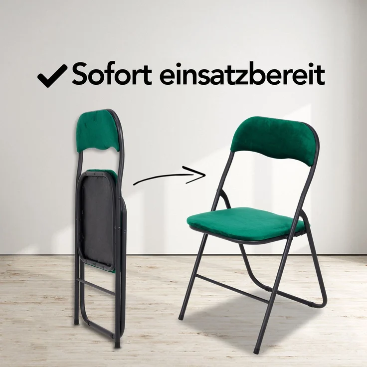 Brixy Klappstühle - 2er Set - Klappstühle - Samt - Esstischstühle - Klappstühle - 43 x 47 x 80 cm - Stühle - Grün – Bild 4