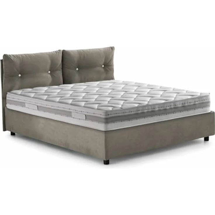 Talamo Italia - Queen-Size-Bett „Angelica“, Stauraumbett mit Stoffbezug, 100 % Made in Italy, Öffnung vorne, inklusive Matratze 120x190 cm, taubengrau – Bild 7