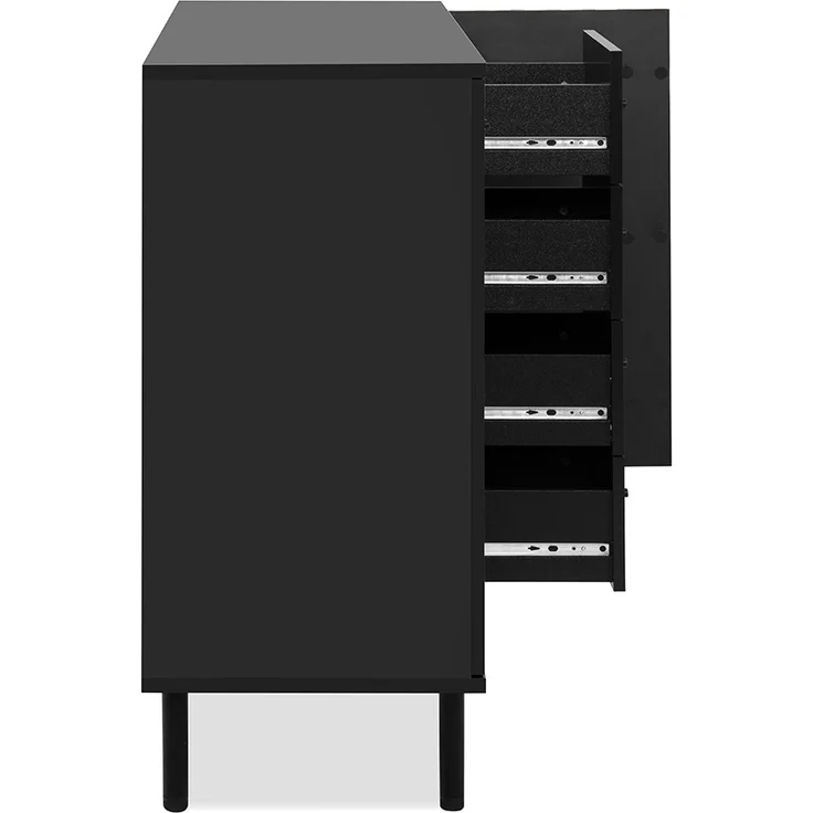 Calicosy Sideboard 2 Türen 4 Schubladen Schwarz und Holz B118 cm - MONZA - Helles Holz – Bild 6