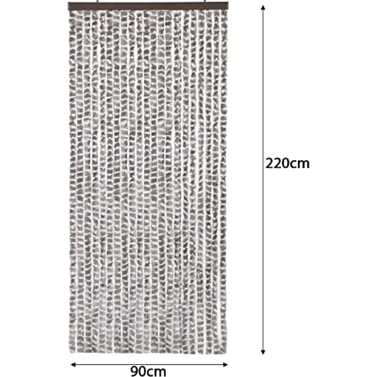 Moritz Flauschvorhang aus Chenille 90 x 220 cm taupe weiß gesteift Türvorhang als Fliegenschutz Insektenschutz für Camping Wohnwagen – Bild 3