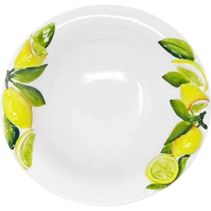 Lashuma Obstschale Zitrone, Keramik, (1-tlg), Weiße Servierschüssel mit Zitronen Dekor 26 cm Ø – Bild 5