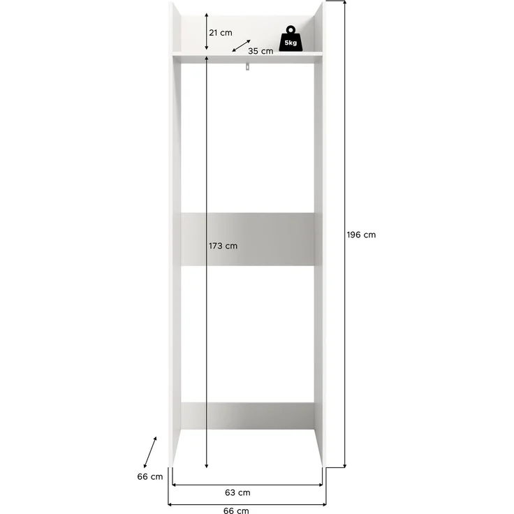 Waschmaschinenschrank (B/H/T: 66x195x62 cm) in weiß Nachbildung – Bild 5