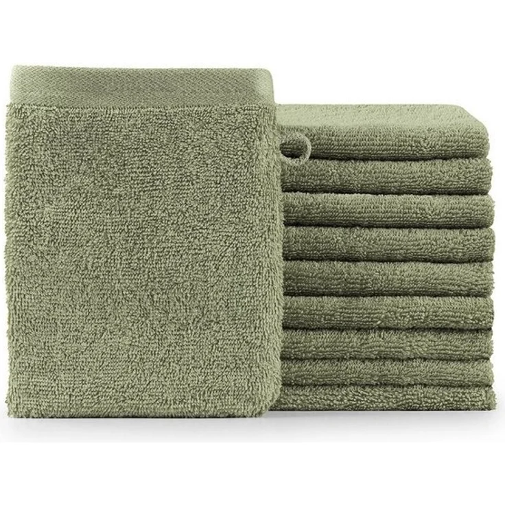Blumtal Waschhandschuh 10er Set aus Frottee 15x20 cm - weich und saugstark, (Set), mit modischer Bordüre und praktischer Aufhängeschlaufe, 100% Baumwolle – Bild 4