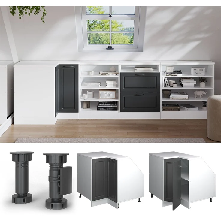 Dachschrägenschrank Eckschrank Rion Anthrazit Landhaus 75.6 x 81.6 cm mit 1 Tür, Schrankkorpus 60 cm Tiefe Vicco – Bild 5