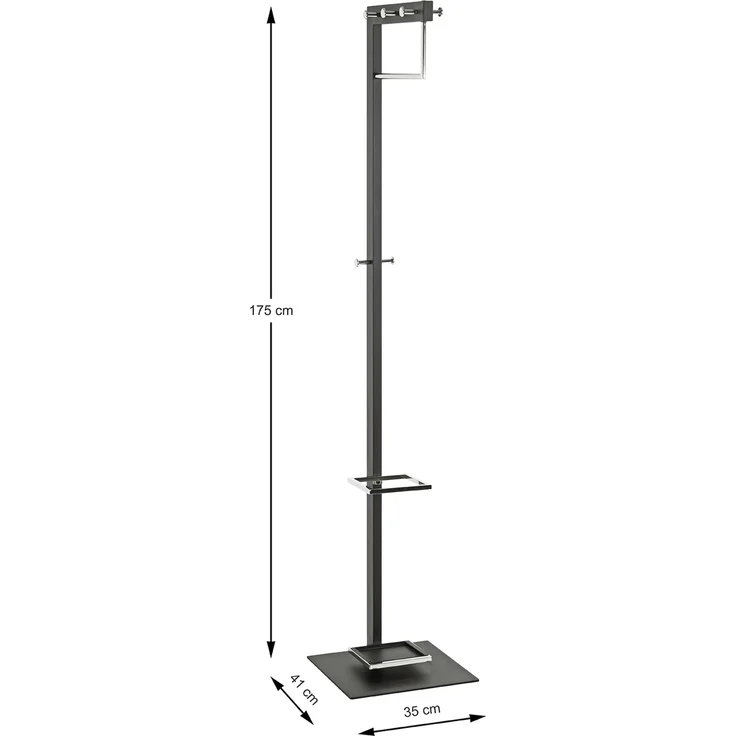 Garderobenständer >54553< in chrom, schwarz, Metall - 35x175x41cm (BxHxT) – Bild 2