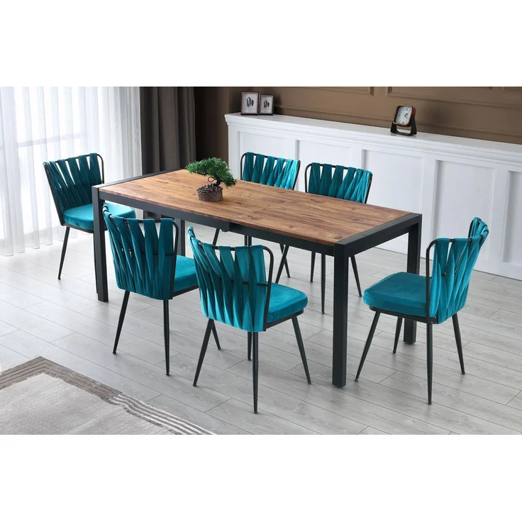 Skye Decor 'Kuşaklı - 228 V2' Stuhlset (2-teilig), Schwarz / Blau, 43 x 82 x 43 cm – Bild 6