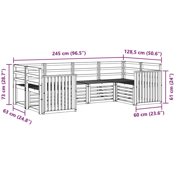 vidaXL Outdoor-Sofagarnitur 6 stk. 6-Sitzer Natur Massivholz Akazie 3375364 – Bild 7