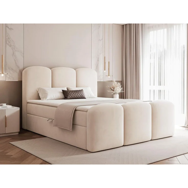 Compleo Boxbett Wolkenbett, Bequem H3, MADE IN EU, Doppelbett gepolstertes Kopfteil mit Bettkasten – Bild 1