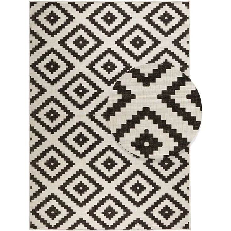 Wendeteppich Malta Schwarz Creme In- & Outdoor - 80x150x0cm