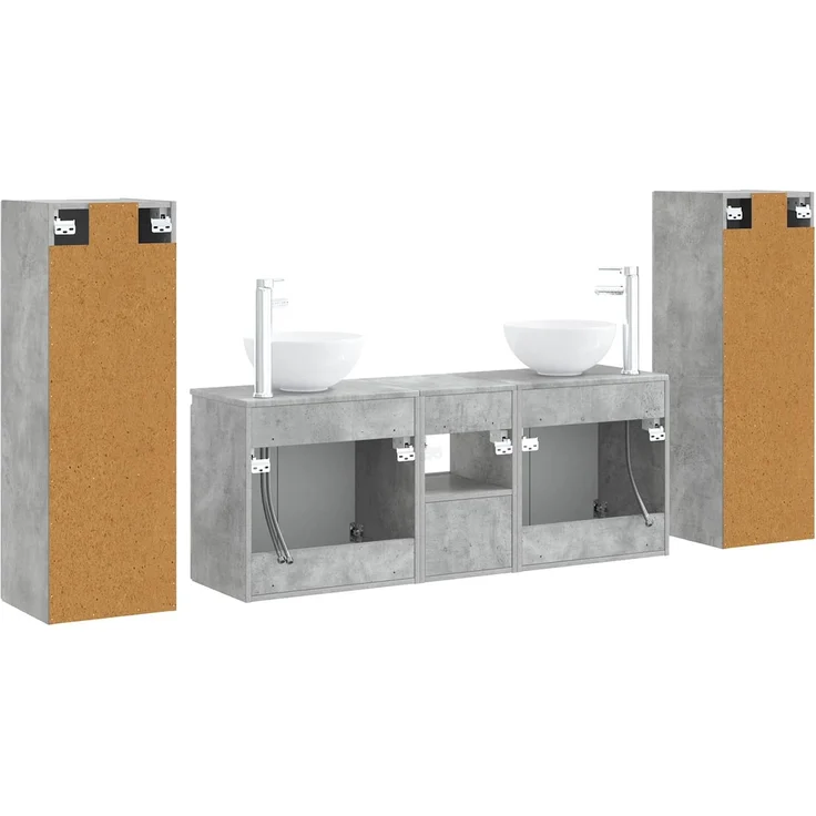 vidaXL Badezimmerschrank-Set 5 stk. Betongrau 129 x 35 x 80 cm 3405986 – Bild 7