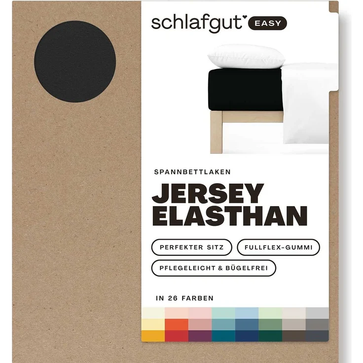 Adam Matheis Spannbettlaken EASY Jersey BL 120x200 cm schwarz Spannbetttuch Bettlaken Spannlaken – Bild 1