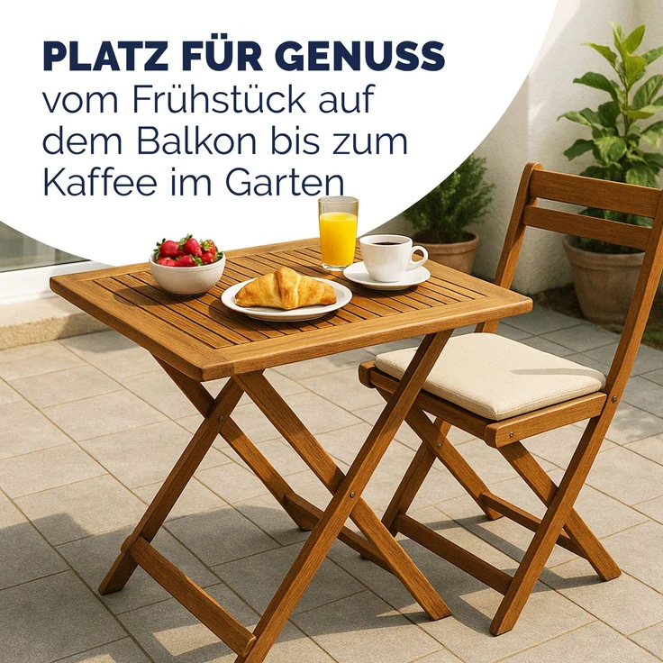 Casaria Klapptisch, klappbar, 80kg belastbar, Akazienholz natur, 70 x 70 x 73 cm – Bild 7
