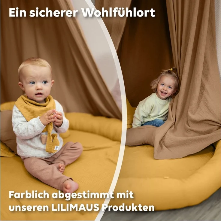 lilimaus Bodenkissen Sitzkissen für Kinder aus Musselin - Spielmatte & Kuschelecke, mit zarter Rüscheneinfassung - zum Lesen, Spielen & Kuscheln – Bild 4