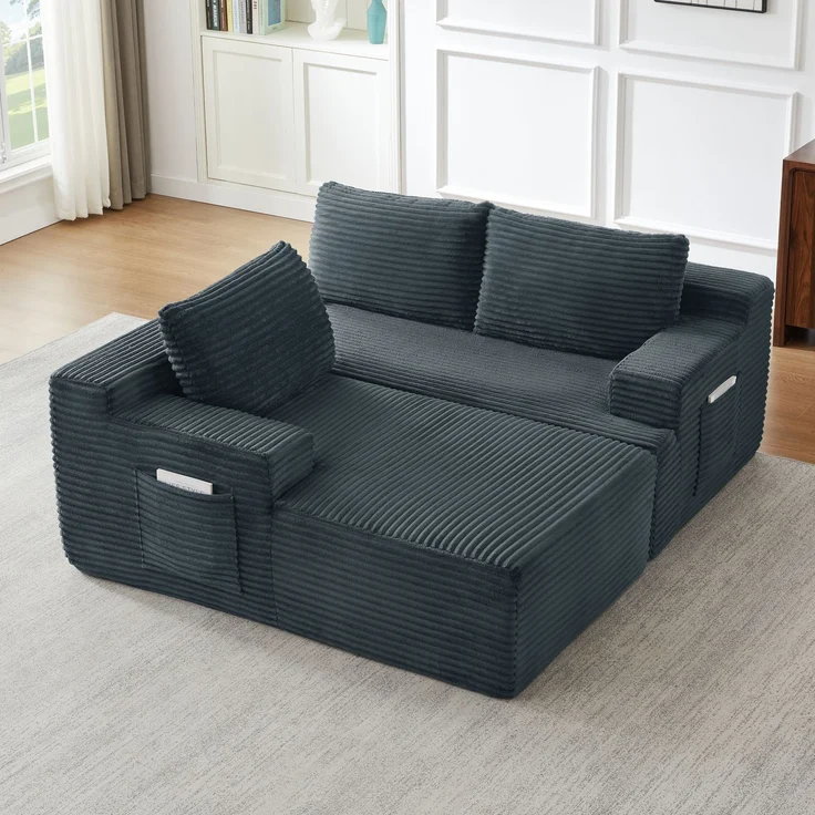 ZUBALIYA Knochenloses Sofa, L‑förmiges Cloud‑Ecksofa mit tiefem Sitzkomfort – ohne Montage, modulares Schlafsofa, 66 x 152 x 238 cm, Dunkelgrau, Rechts – Bild 6