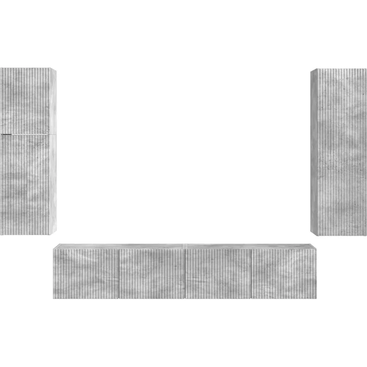 vidaXL TV-Schrankset Wandmontiert 4 pcs Beton Grau Holzwerkstoff 3409036 – Bild 9
