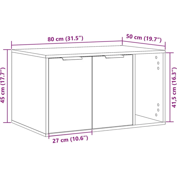 vidaXL Katzenklo Altholz-Optik 80x50x45 cm Holzwerkstoff 857740 – Bild 11