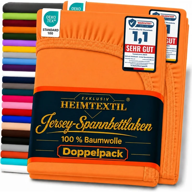 Jersey Spannbettlaken Doppelpack 180 - 200 x 200 cm Terrakotta – Bild 1
