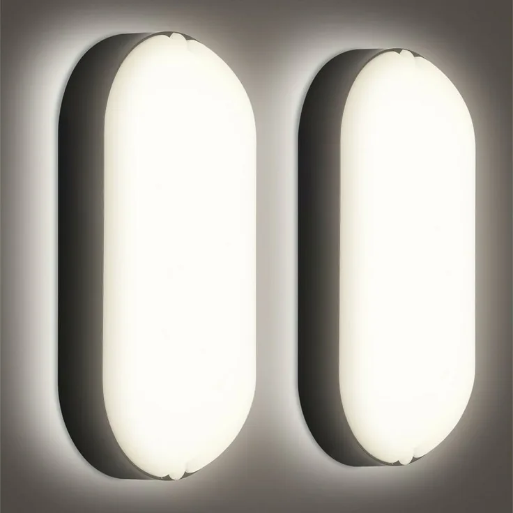 Clanmacy LED Wandleuchte 2-10X LED Feuchtraumleuchte Wasserdicht Deckenleuchten IP54 4000K, Tageslichtweiß