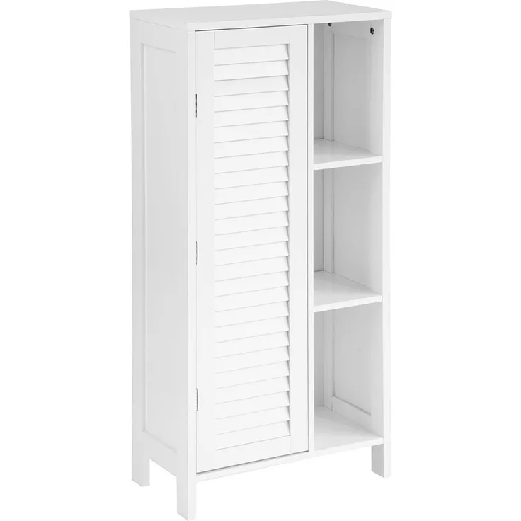 SoBuy BZR39-W Badezimmer-Hochschrank, MDF, Lackiert, Weiß, 48 x 96 x 24 cm