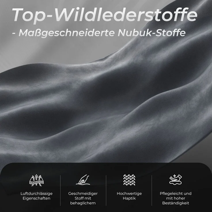 Dowinx Gaming Stuhl,Ergonomischer Wildlederimitat Gamer Chair,Gaming Sessel,Verstellbar Fußstütze und 3D Armlehnen,200KG Tragkraft Bürostuhl mit Geräuschlose Rollen,Schreibtischstuhl,Grau – Bild 3