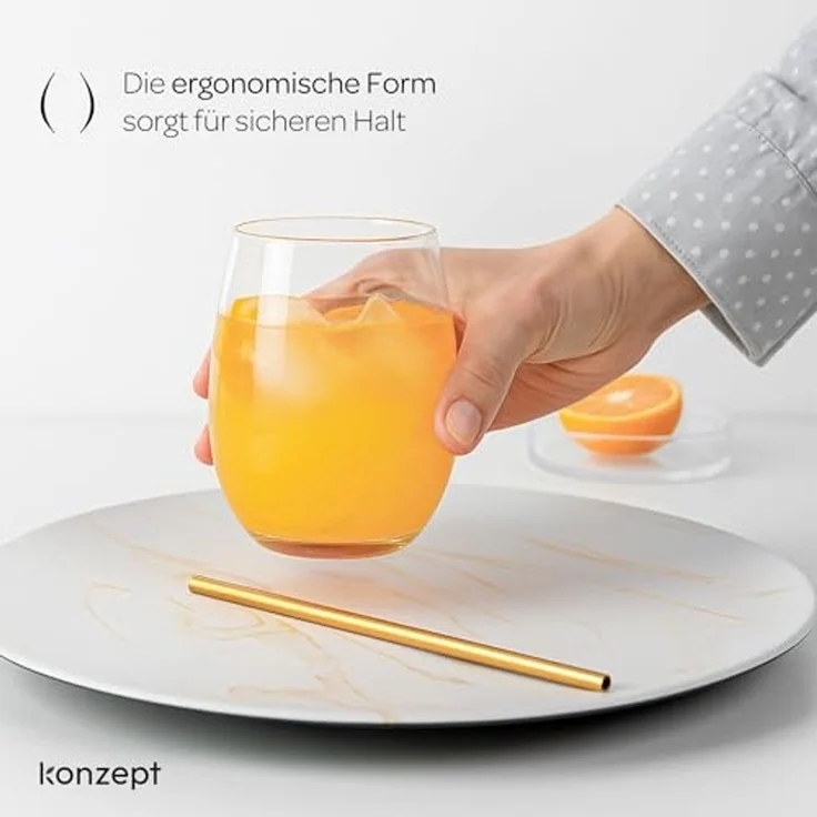 KONZEPT Gläser-Set Wassergläser Set 6-teilig – 300 ml Trinkgläser Set, 6-tlg, besonders standfest & griffig, ideal für Wasser, Saft, Limo, Gin – Bild 5