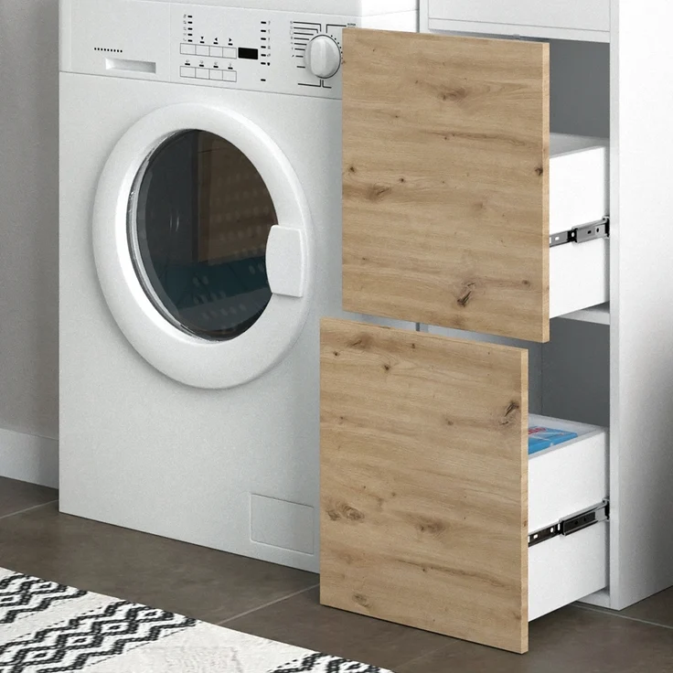 Waschmaschinenschrank Alf Weiß 99 x 98 cm mit 2 Schubladen Vicco – Bild 5