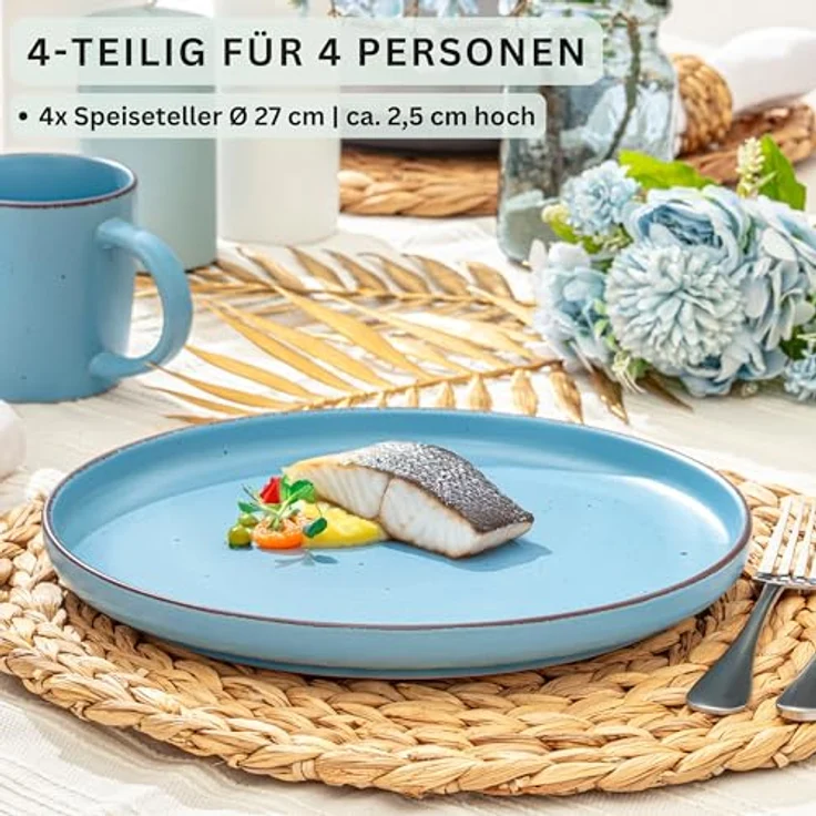 Sänger Bombay Sky Shades Speiseteller Set, 4-teilig, Mehrfarbig, Rund, kratzfest, Steingut, Ø 27 cm, mikrowellen- und spülmaschinenfest – Bild 2