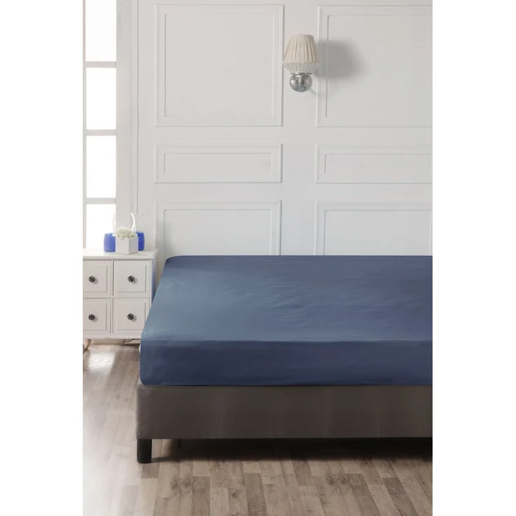 L'essentiel Maison 'Dark Blue' Ranforce Einzel-Spannbettlaken (DE), Dunkelblau, 200+30 x 100 cm – Bild 3