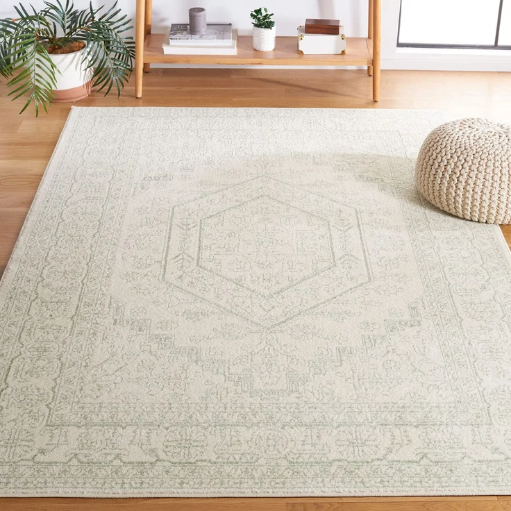 Safavieh Teppich 122x183 cm - Adirondack Collection - Traditionelles Design, Sage & Elfenbein, Pflegeleichte Synthetikmischung, Ideal für Wohnzimmer, Schlafzimmer, Büro