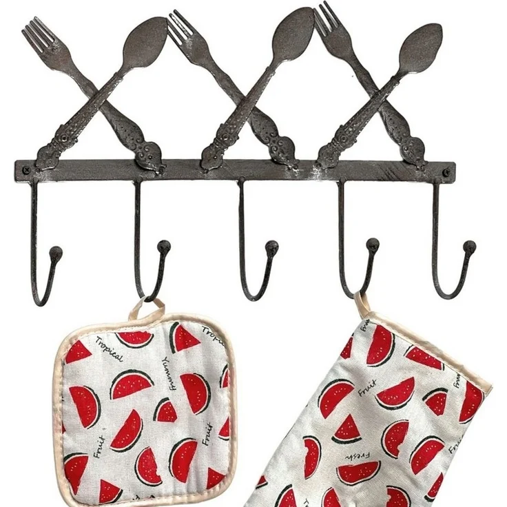 DanDiBo Handtuchhaken Handtuchleiste 96253 Handtuchhalter Küche Metall Hakenleiste Vintage Garderobenleiste Kleiderhakenleiste – Bild 1