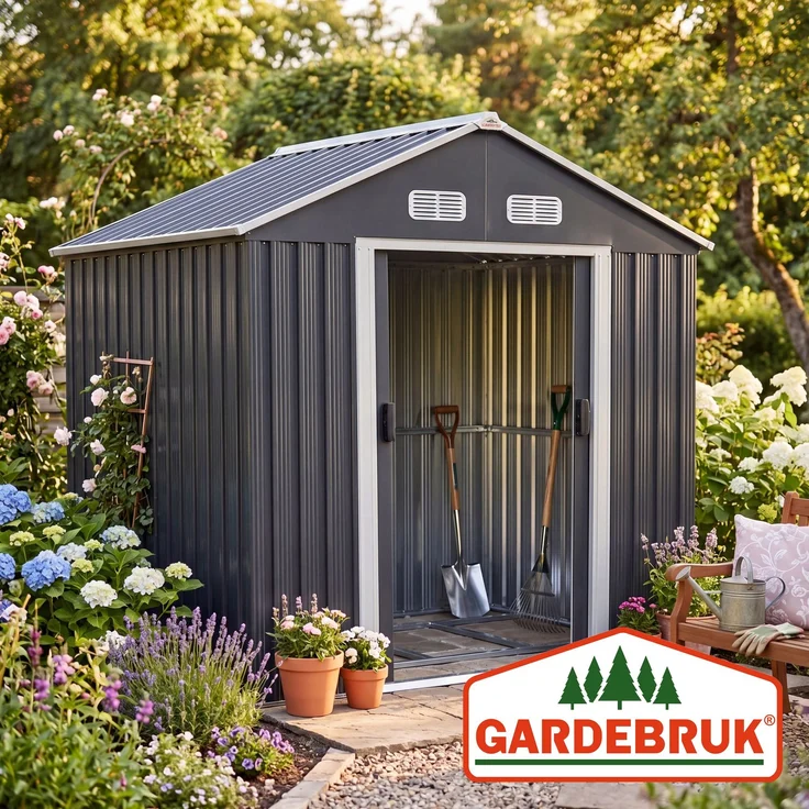 Gardebruk XL Gerätehaus mit Fundament und Kantenschutz, Metall, 196 x 132 x 188 cm – Bild 8
