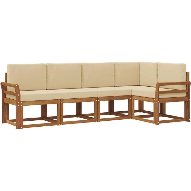 vidaXL Outdoor-Sofagarnitur 5 stk. 5-Sitzer Natur und Beige 3366396 – Bild 2
