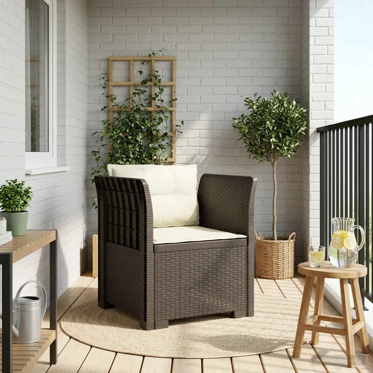 vidaXL 1-Sitzer Sessel mit Kissen Rattan-Look PP Hellgrau 8011880 – Bild 1