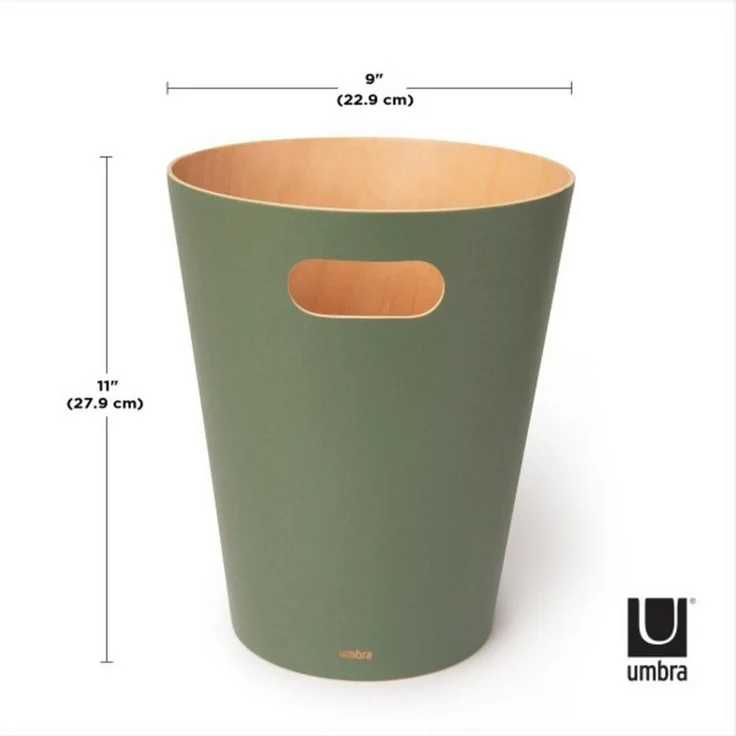 Umbra Woodrow Abfalleimer, Abfall Eimer, Abfallkorb, Papierkorb, Holz, Natur / Tannengrün, 7. 5 L, 082780-1095 – Bild 3