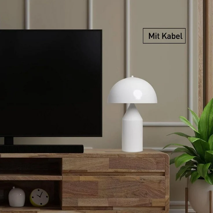 Bamyum Tischleuchte Nachttischlampe mit Kabel Lipeo Metall Pilz Lampe, ohne Leuchtmittel – Bild 2