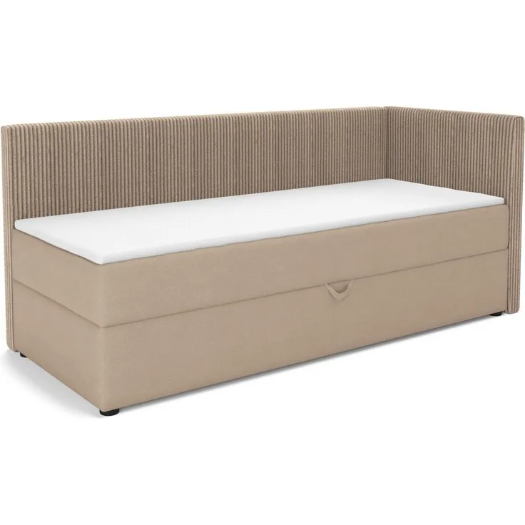 Deine Möbel 24 Boxspringbett RICO Boxbett mit Bettkasten, Tagesbett mit Schlaffunktion (ideal für Jugendliche & Erwachsene, 1-St, Modernes 2-in-1 Design Schlafsofa & Bett), 90x200 100x200 Schwarz Grau Rosa Beige Ecru Anthrazit Cord Velour