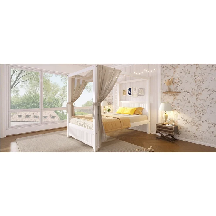 U-life Himmelbett 90x200 cm, für Jugendliche, 1. Stilvolles, 2. Modernes mit, 3. Robuste Holzkonstruktion, 5. Individuell dekorierbarer Schlafplatz, MDF, Weiß – Bild 10