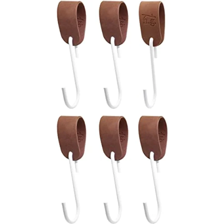 Natural Goods Berlin Garderobenhaken Schlaufe (6 St), Veganes PU Kunstleder Handtuch- Manetlhalter Kleideraufhänger S-Haken – Bild 3