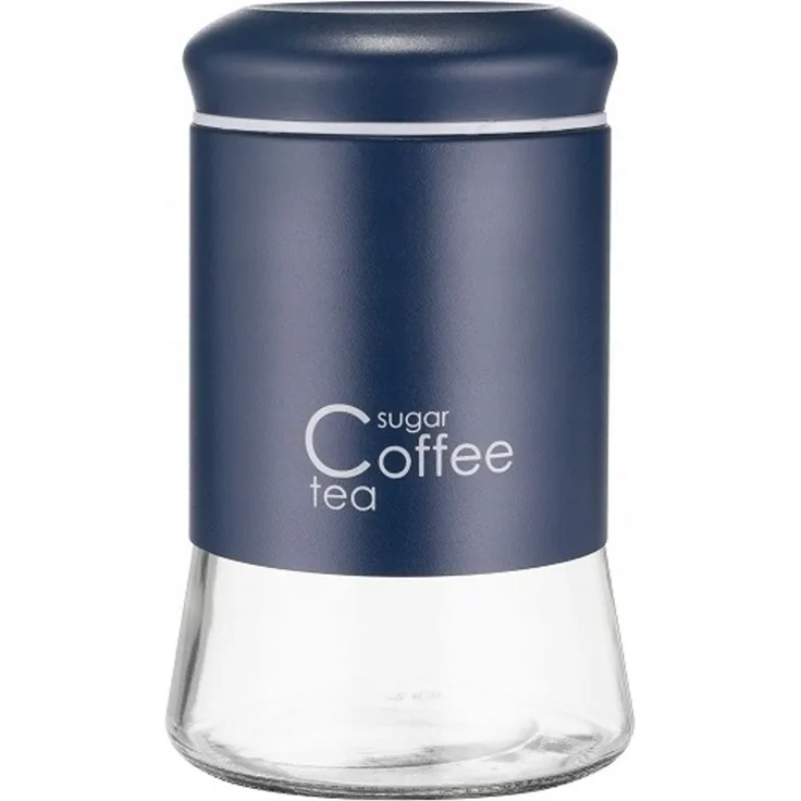 KADAX Behälter für Kaffee, Tee, Zucker, 1 l, Glas mit Deckel, Küche, Marineblau