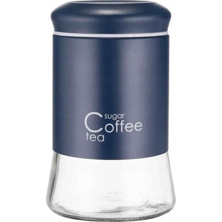 KADAX Behälter für Kaffee, Tee, Zucker, 1 l, Glas mit Deckel, Küche, Marineblau