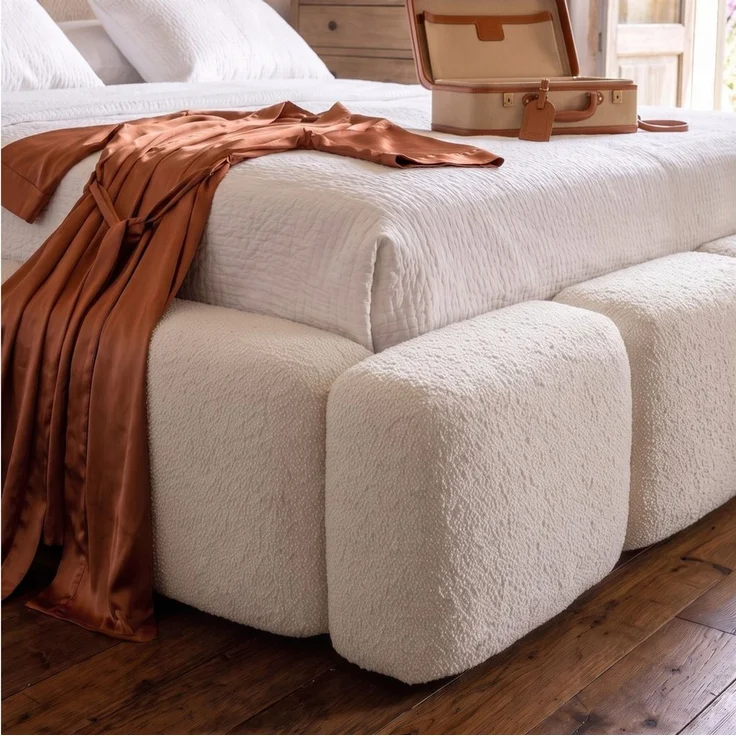 Muffo Polsterbett SUENO Metalllattenrost, Bettkasten, Bouclé-Stoff (Ein Doppelbett 140x200 / 160x200 / 180x200 / 200x200 cm), mit Kopfteil Frei Verwendungsstelle, Metalllattenrost – Bild 3